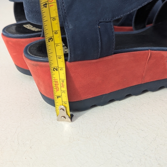 Camper | Laika Red Blue Nubuck Leather Platform Sandals Size EU 38 | US 7.5 - Picture 10 of 15
